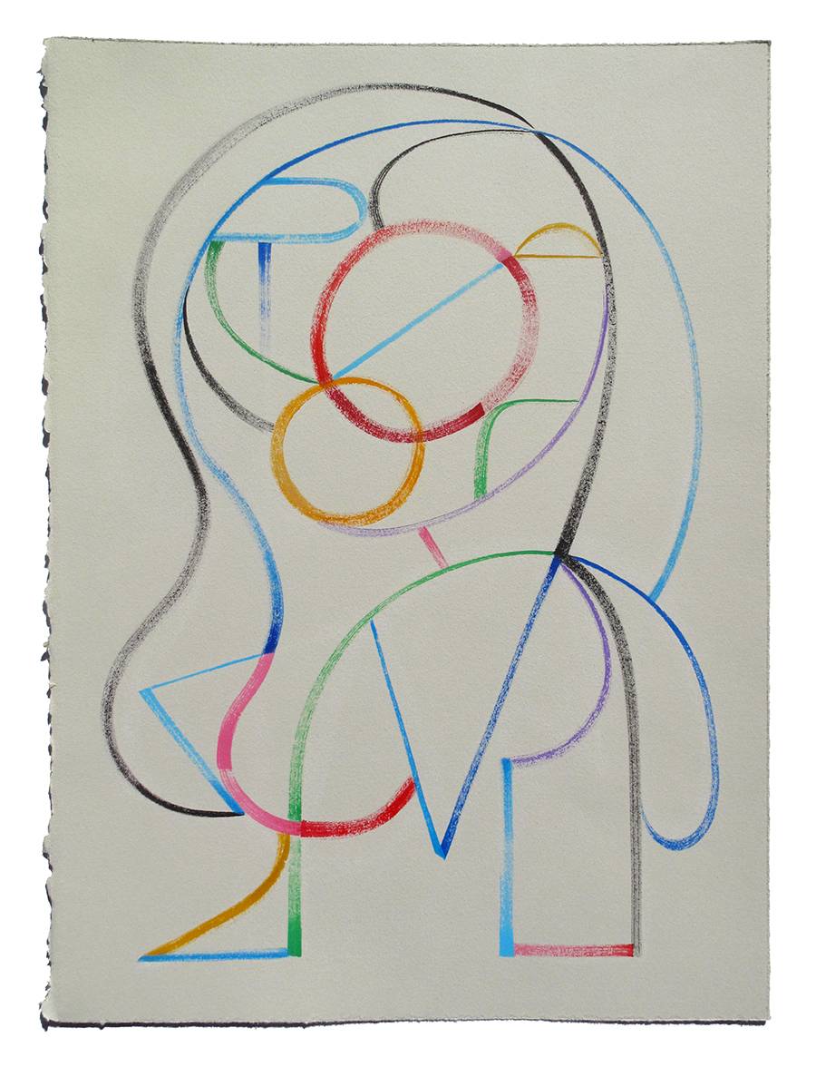 Derivations - WSIII (Woman Small Three) - 11" x 15" cel vinyl/acrylic on BFK Rives - 2014 - Private Collection.