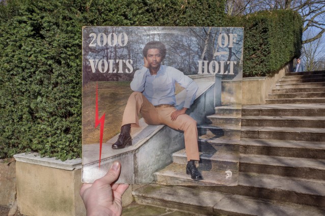 John Holt, 2000 Volts of Holt (Trojan Records, 1976), rephotographed in Holland Park, London W14, 39 years later.