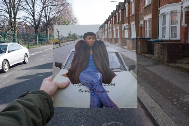 Carroll Thompson, Hopelessly in Love (Carib Gems, 1981), rephotographed on Milton Avenue, London NW10, 34 years later.
