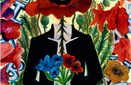 Eunice Kwoon's painting of a figure with flowers.